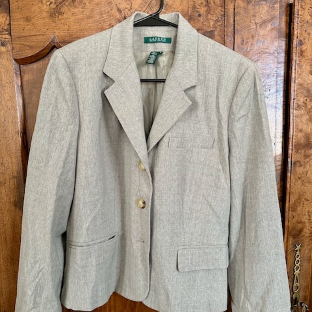 Lauren Ralph Lauren Wool-Blend Light Grey Blazer Size 12